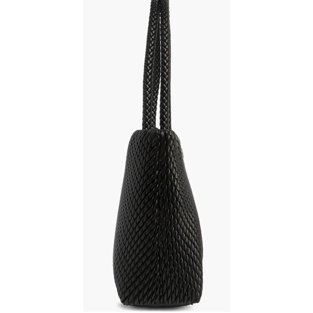 Sam Edelman Julia Quilted Tote Bag Braided Handles Gold Logo Shoulder Bag